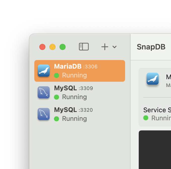 Two MySQL instances running using SnapDB