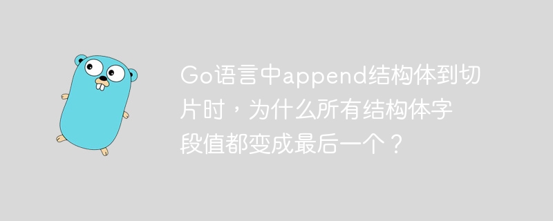 Go语言中append结构体到切片时，为什么所有结构体字段值都变成最后一个？