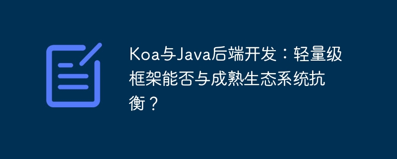 Koa与Java后端开发：轻量级框架能否与成熟生态系统抗衡？