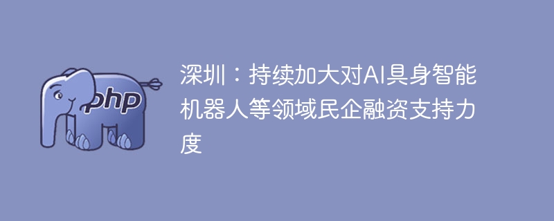 深圳：持续加大对AI具身智能机器人等领域民企融资支持力度