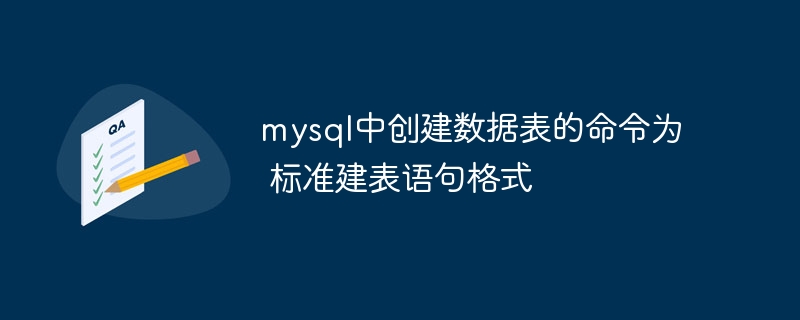 mysql中创建数据表的命令为 标准建表语句格式