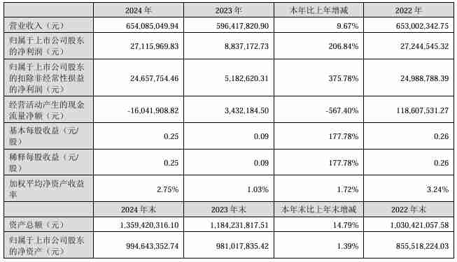 天禄科技2024年营收6.54亿元，净利润同比大增206.84%
