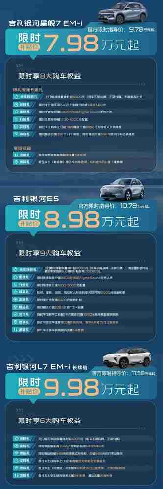 吉利银河推百万销量限时补贴 星愿最低5.98万元起
