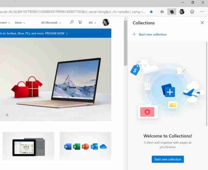 Win10 Edge Dev和Canary版默认启用Collections功能