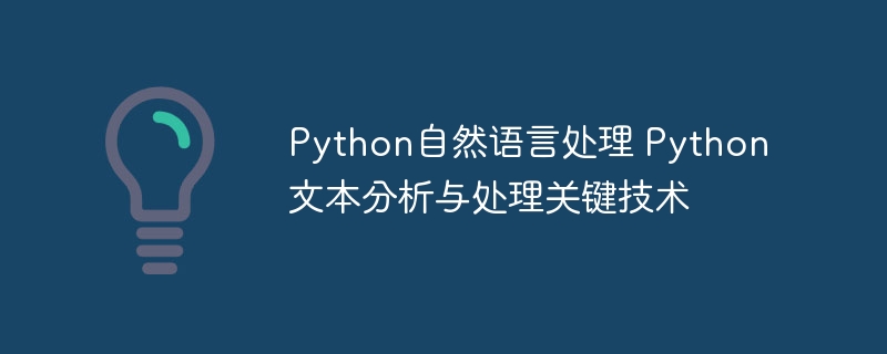 Python自然语言处理 Python文本分析与处理关键技术