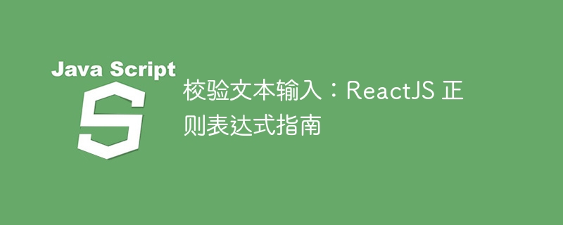 校验文本输入：ReactJS 正则表达式指南
