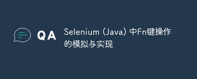 Selenium (Java) 中Fn键操作的模拟与实现
