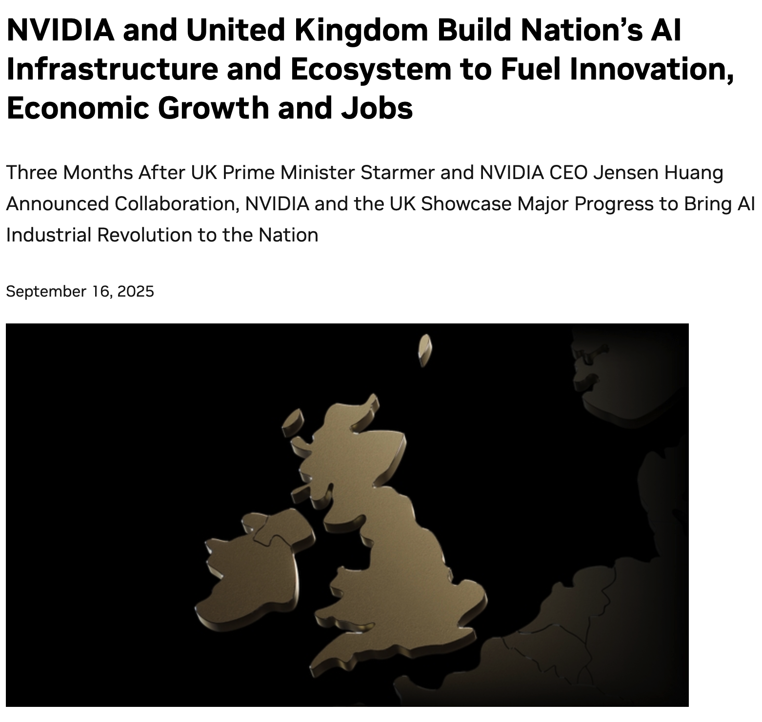 NVIDIA 与欧洲 AI 供应商合作，在英国建立 AI 基础设施