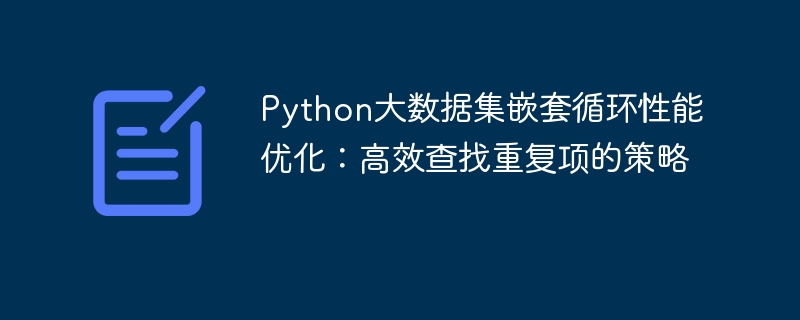 Python大数据集嵌套循环性能优化：高效查找重复项的策略
