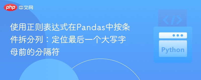 使用正则表达式在Pandas中按条件拆分列:定位最后一个大写字母前的分隔符