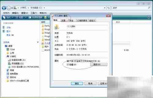 Vista资源管理器隐藏文件夹设置