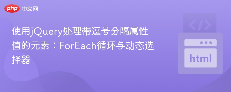 使用jQuery处理带逗号分隔属性值的元素:ForEach循环与动态选择器