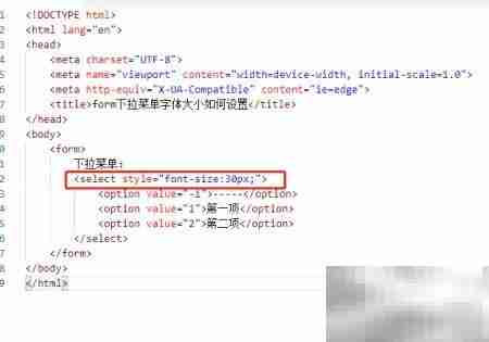 设置form下拉菜单字体大小