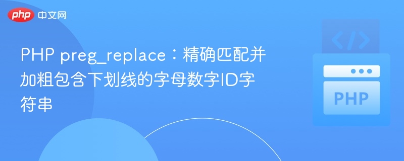 PHP preg_replace：精确匹配并加粗包含下划线的字母数字ID字符串
