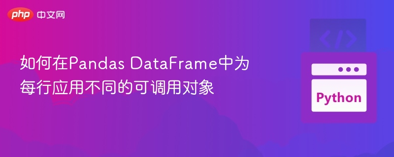 如何在Pandas DataFrame中为每行应用不同的可调用对象