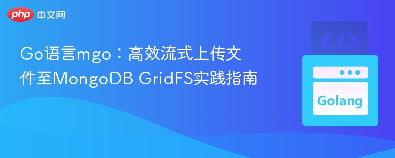 Go语言mgo:高效流式上传文件至MongoDB GridFS实践指南
