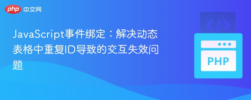 JavaScript事件绑定:解决动态表格中重复ID导致的交互失效问题