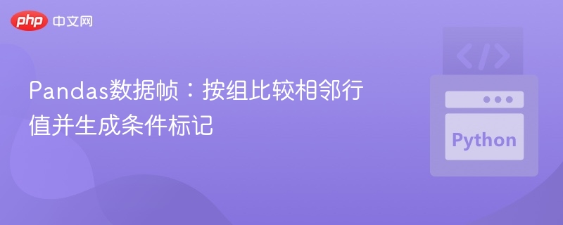 Pandas数据帧:按组比较相邻行值并生成条件标记