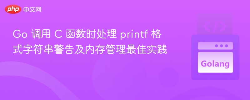 Go 调用 C 函数时处理 printf 格式字符串警告及内存管理最佳实践