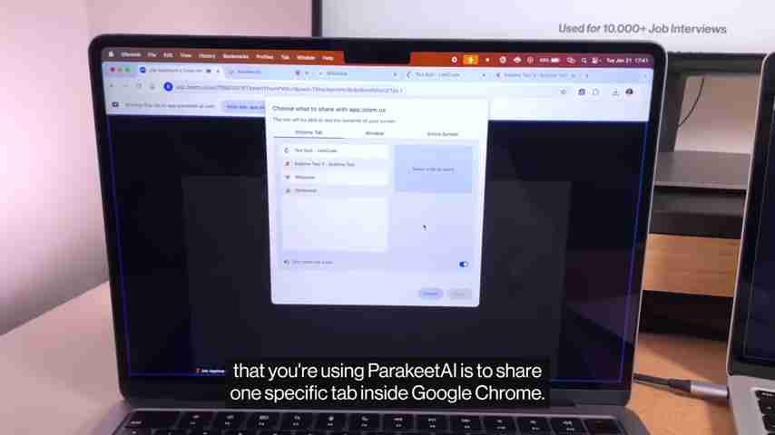 面试屏幕共享指南:ParakeetAI 安全使用技巧