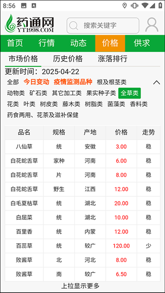 网药通app中药材信息价格查看方法