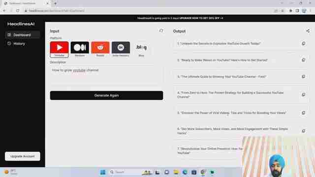 提升YouTube频道:使用HeadlinesAI优化标题,获取更多观看与订阅