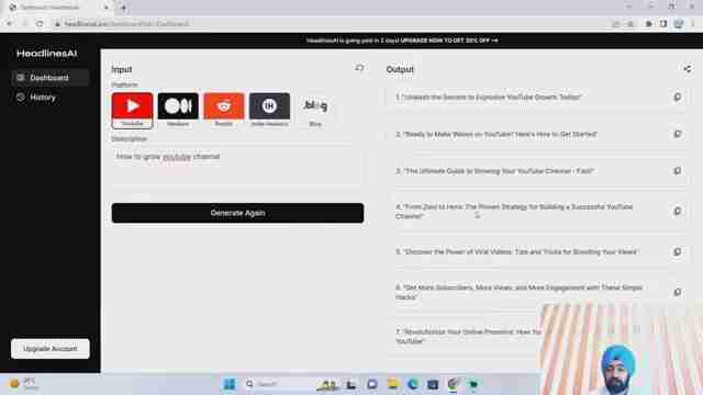 提升YouTube频道:使用HeadlinesAI优化标题,获取更多观看与订阅