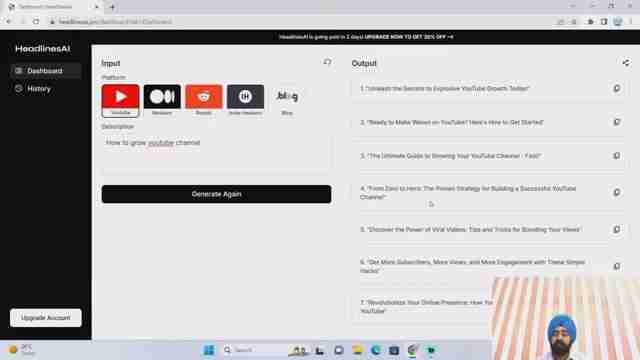 提升YouTube频道:使用HeadlinesAI优化标题,获取更多观看与订阅
