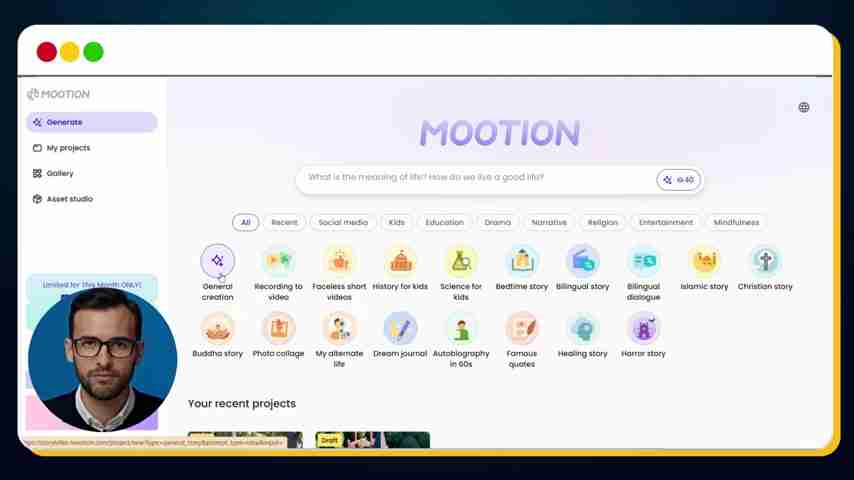 Mootion AI视频生成器：一键创作动画故事！