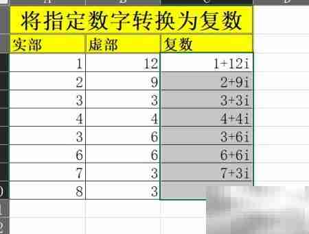 Excel实虚系数转复数
