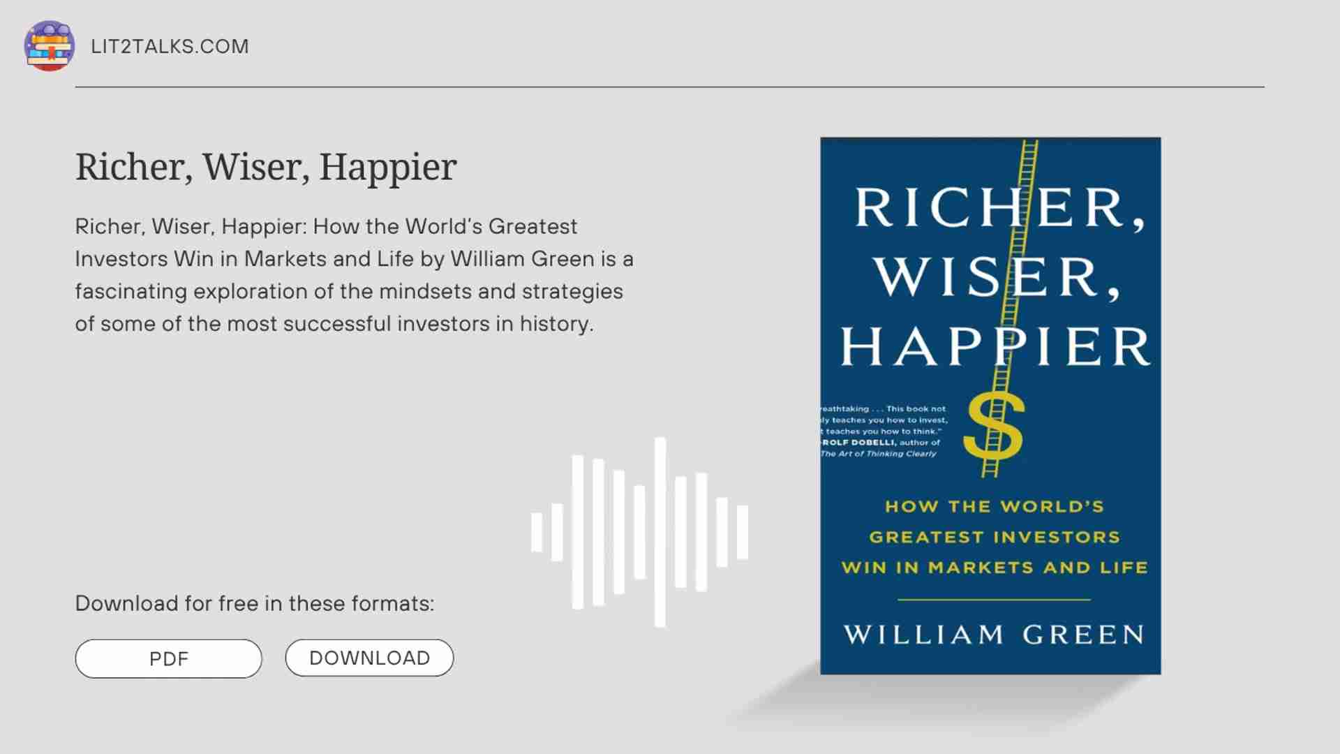 解锁财富密码：Richer, Wiser, Happier投资智慧与人生哲学