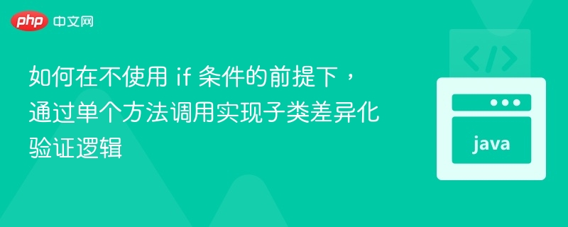 如何在不使用 if 条件的前提下，通过单个方法调用实现子类差异化验证逻辑
