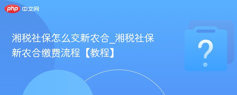 湘税社保怎么交新农合_湘税社保新农合缴费流程【教程】