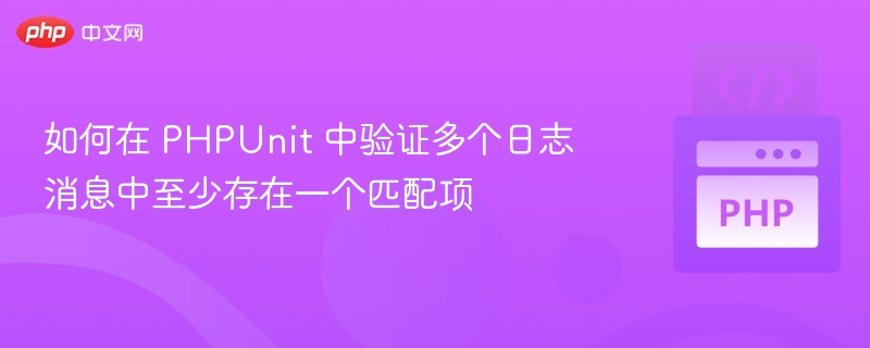 如何在 PHPUnit 中验证多个日志消息中至少存在一个匹配项
