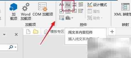 Word2019插入纯文本控件方法