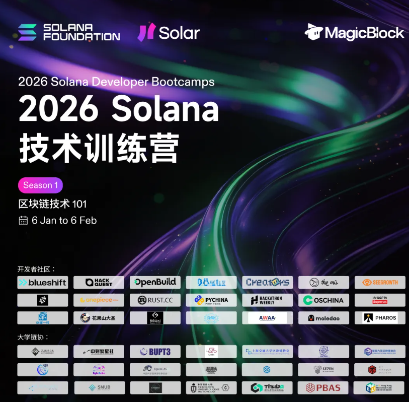 把握 Solana 生态爆发期｜2026 Solana 训练营开启报名！