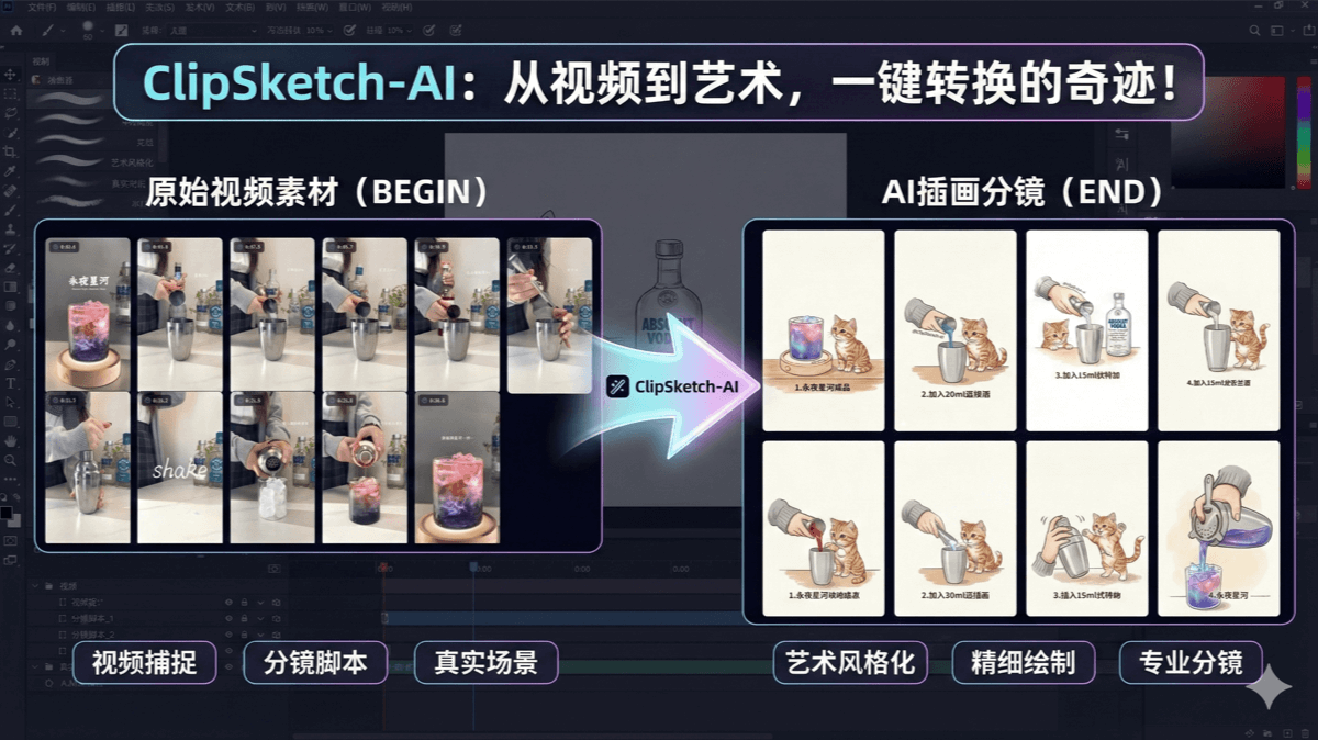 ClipSketch AI— 开源AI内容创作工具,自动提取视频关键帧