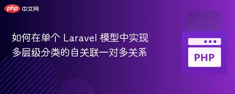 如何在单个 Laravel 模型中实现多层级分类的自关联一对多关系