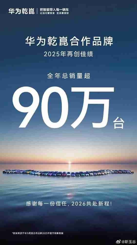 2025年华为乾崑智驾车型总销量超90万台 两年成长10倍