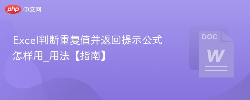 Excel判断重复值并返回提示公式怎样用_Excel判断重复值并返回提示公式用法【指南】