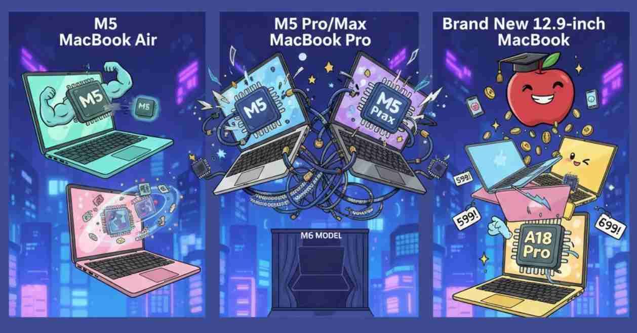 苹果 2026 年初笔电产品线布局曝光：全新平价机种与 M5 系列同步登场