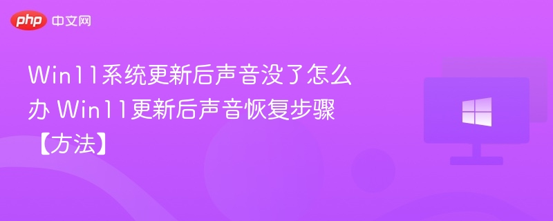 Win11系统更新后声音没了怎么办 Win11更新后声音恢复步骤【方法】