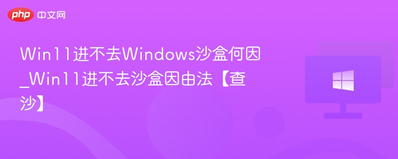 Win11进不去Windows沙盒何因_Win11进不去沙盒因由法【查沙】