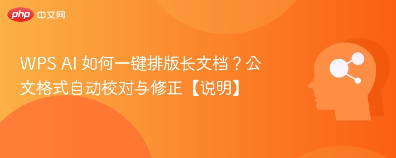WPS AI 如何一键排版长文档？公文格式自动校对与修正【说明】