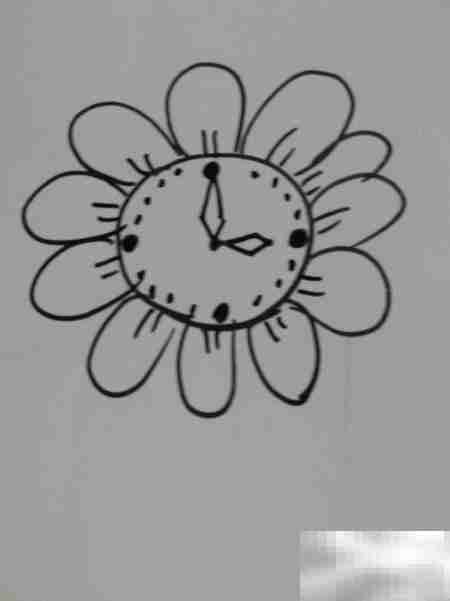 向日葵钟表绘画教程