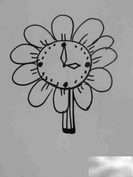 向日葵钟表绘画教程