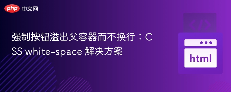 强制按钮溢出父容器而不换行：CSS white-space 解决方案
