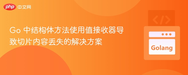 Go 中结构体方法使用值接收器导致切片内容丢失的解决方案
