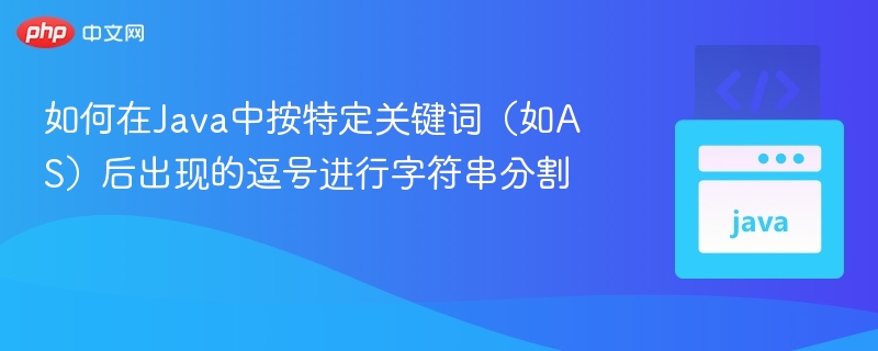 如何在Java中按特定关键词（如AS）后出现的逗号进行字符串分割
