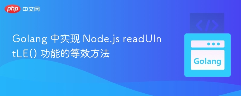 Golang 中实现 Node.js readUIntLE() 功能的等效方法
